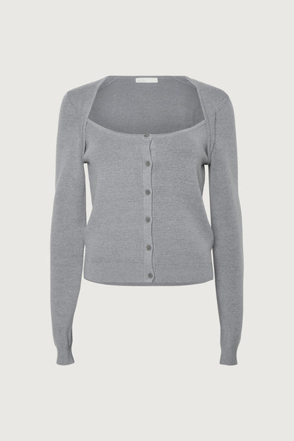 BUTTON FRONT SQUARE NECK SWEATER