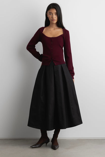 BUTTON FRONT SQUARE NECK SWEATER
