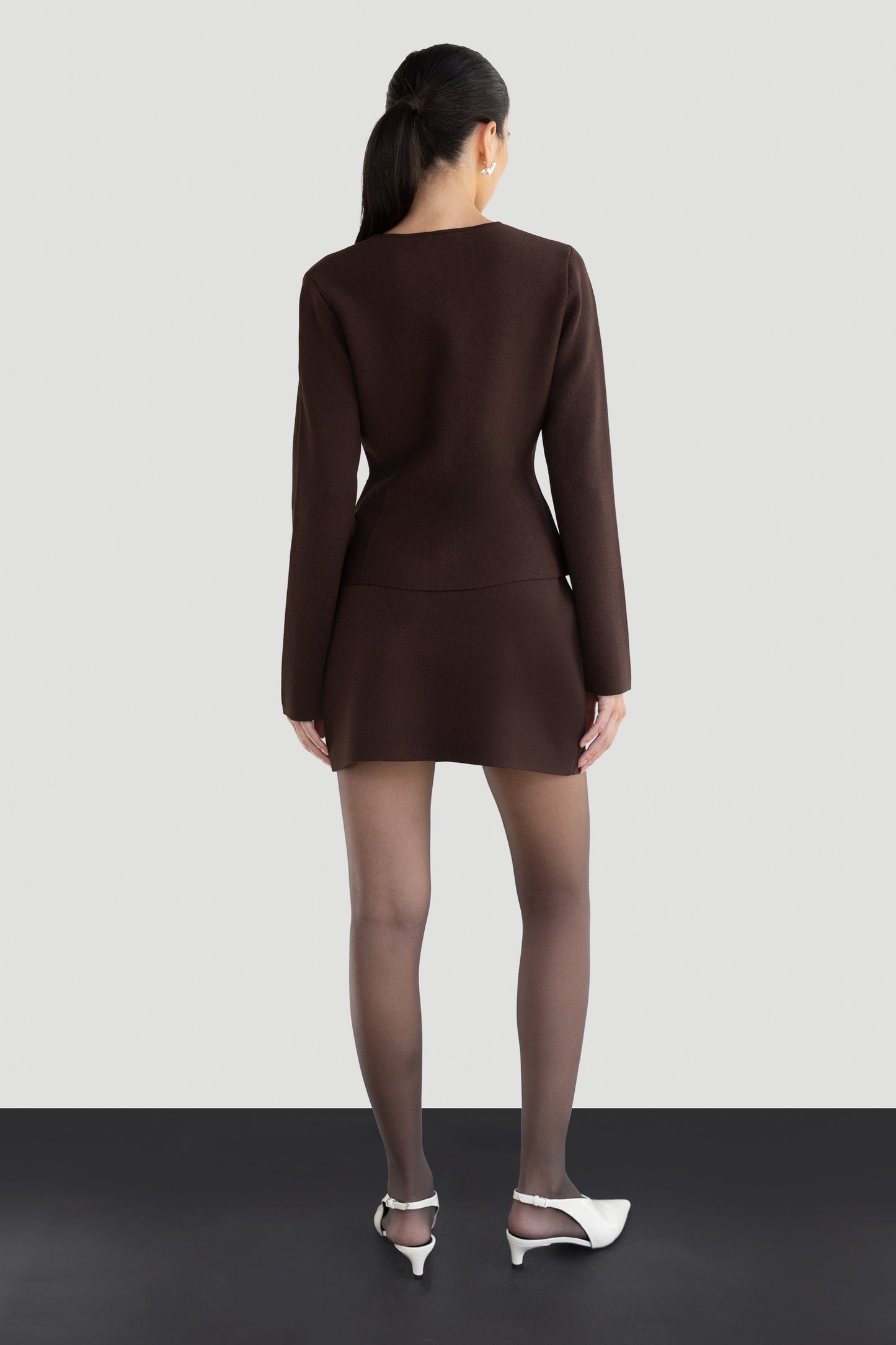 BUTTON FRONT PEPLUM SWEATER