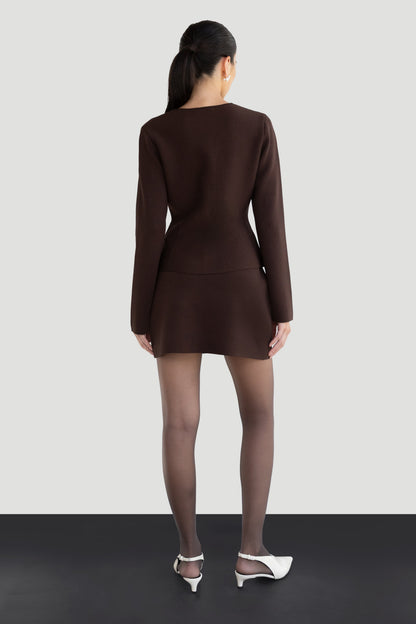 BUTTON FRONT PEPLUM SWEATER