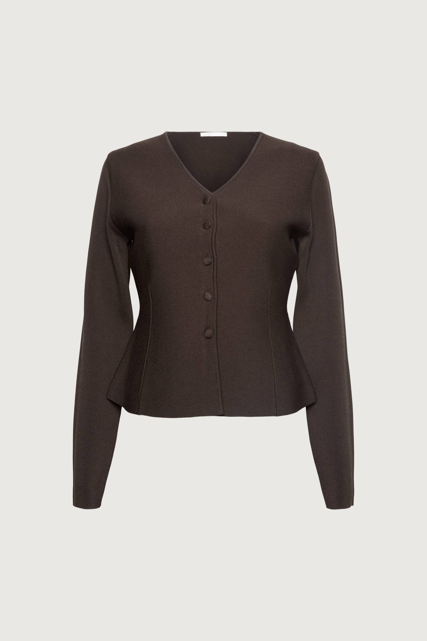 BUTTON FRONT PEPLUM SWEATER