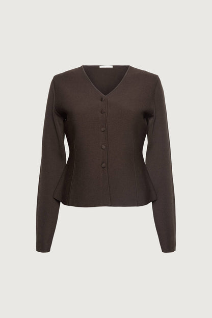 BUTTON FRONT PEPLUM SWEATER