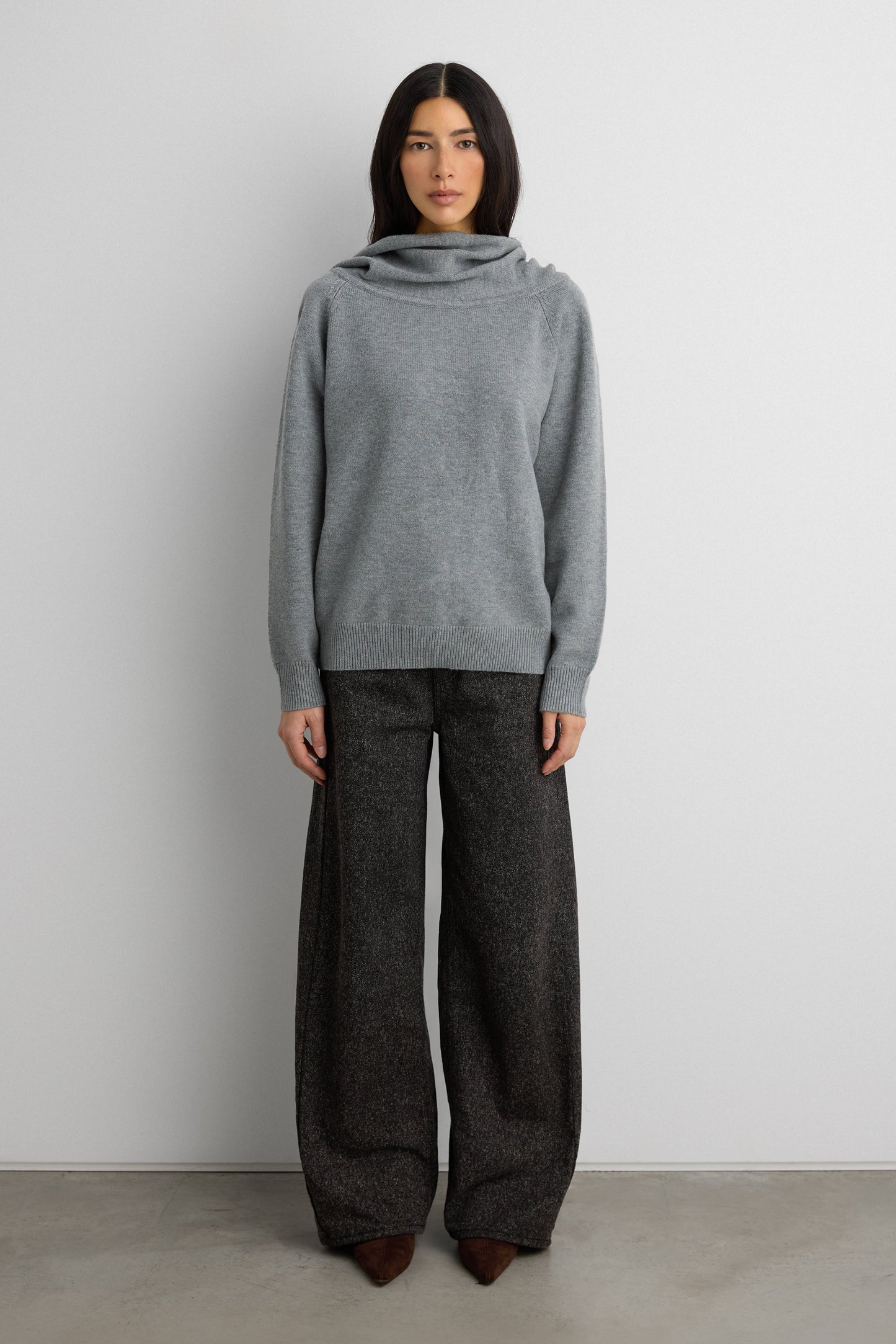 OFF THE SHOULDER SLOUCHY SWEATER HOODIE