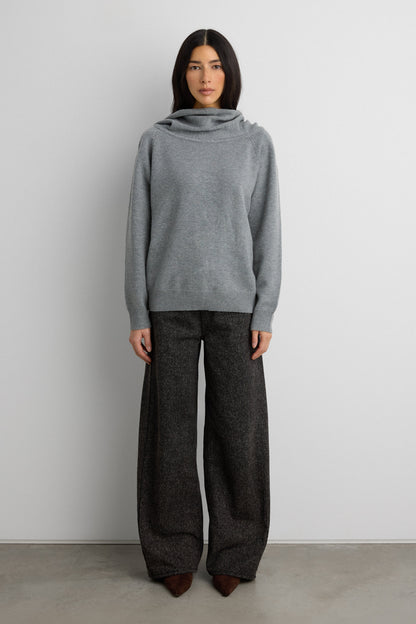 OFF THE SHOULDER SLOUCHY SWEATER HOODIE