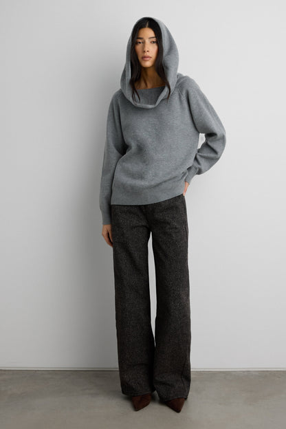 OFF THE SHOULDER SLOUCHY SWEATER HOODIE