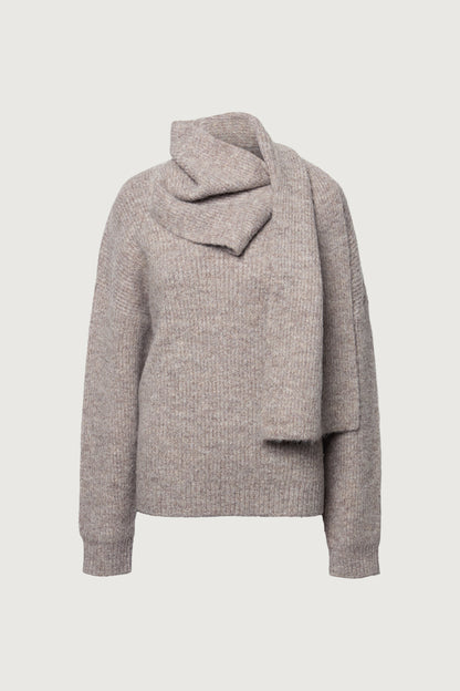 RIBBED SWEATER WITH SCARF
