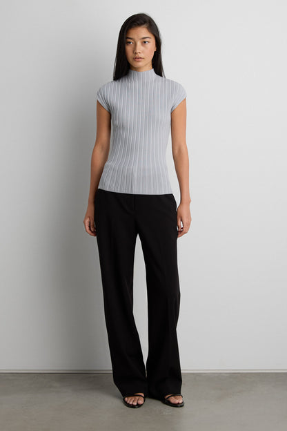 OTTOMAN RIBBED KNIT SLEEVELESS TOP