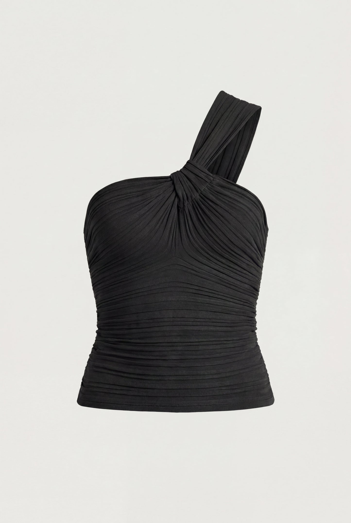 KNIT ONE SHOULDER TWIST FRONT TANK