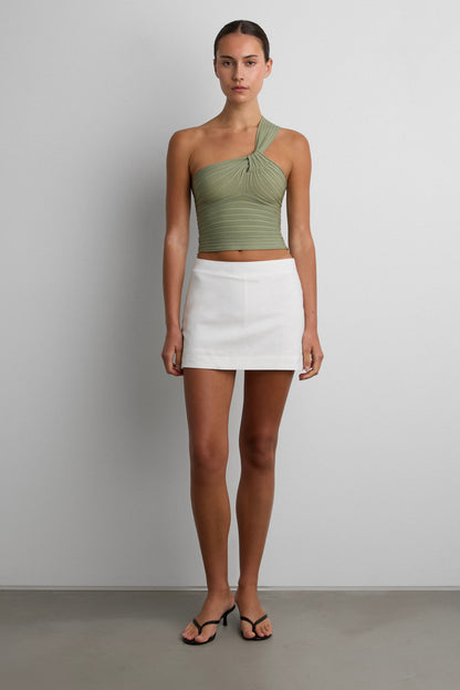 KNIT ONE SHOULDER TWIST FRONT TANK