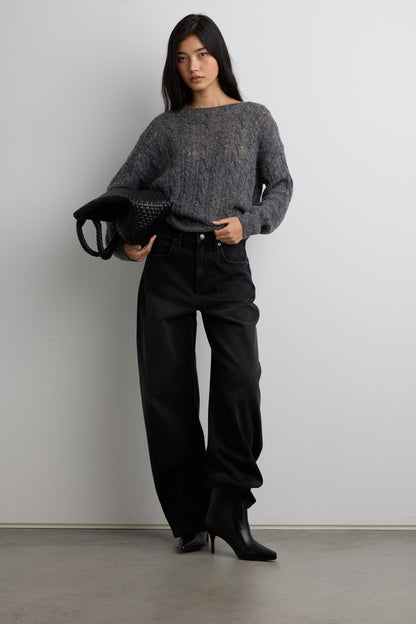 WOOL-BLEND CABLE KNIT SWEATER