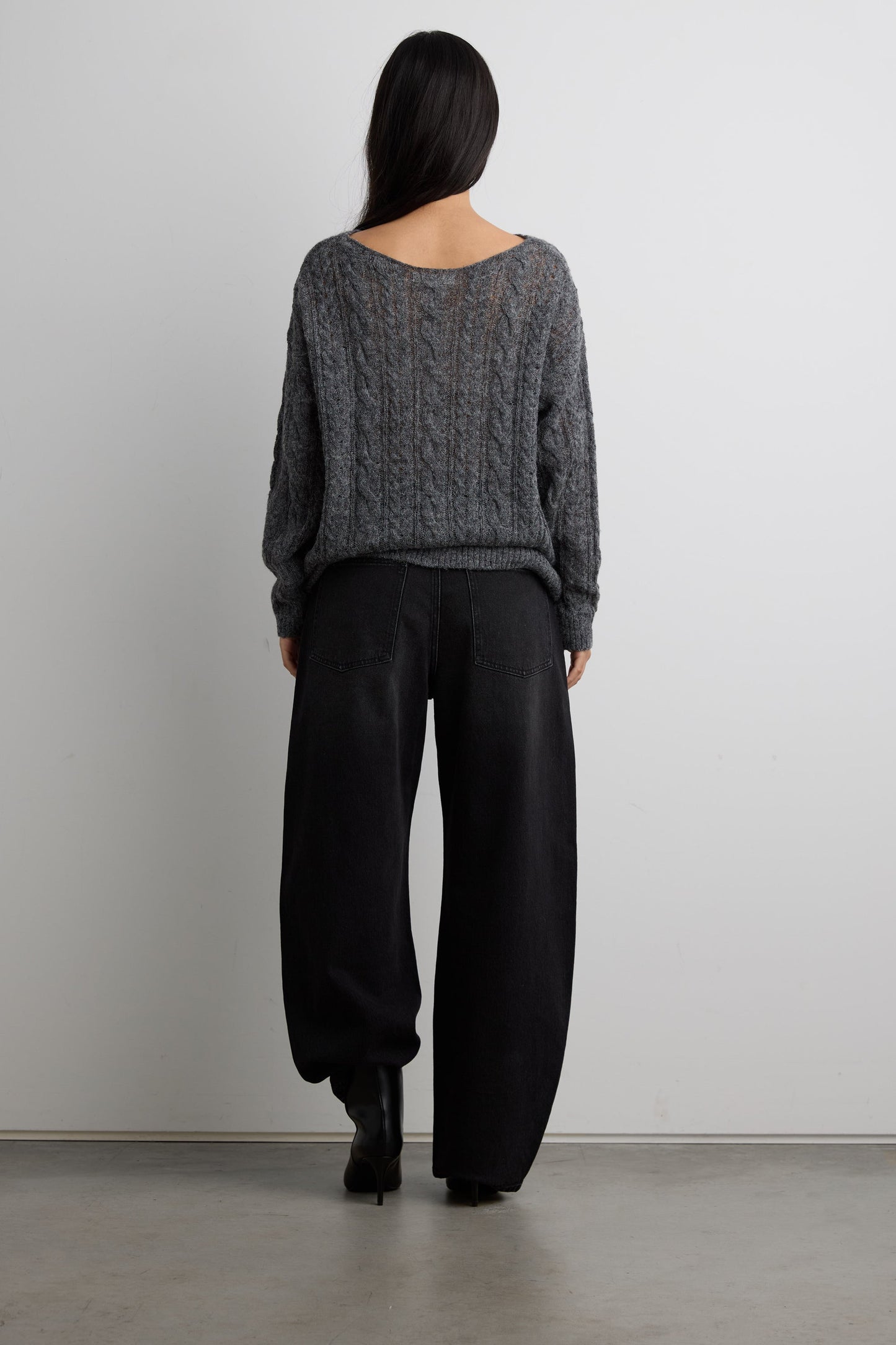 WOOL-BLEND CABLE KNIT SWEATER