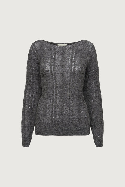 WOOL-BLEND CABLE KNIT SWEATER