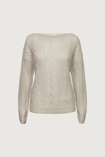 WOOL-BLEND CABLE KNIT SWEATER