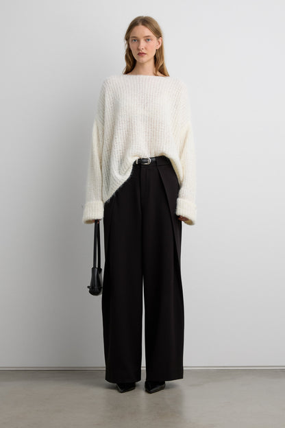 RELAXED FIT FUZZY SHIMMER SWEATER