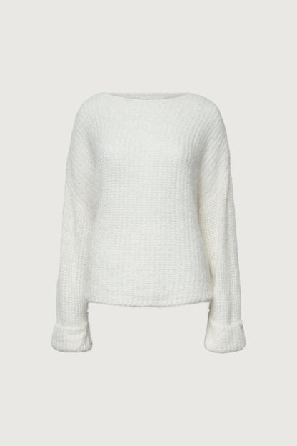 RELAXED FIT FUZZY SHIMMER SWEATER