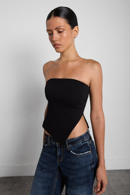 CROPPED TUBE TOP WITH SIDE SLIT