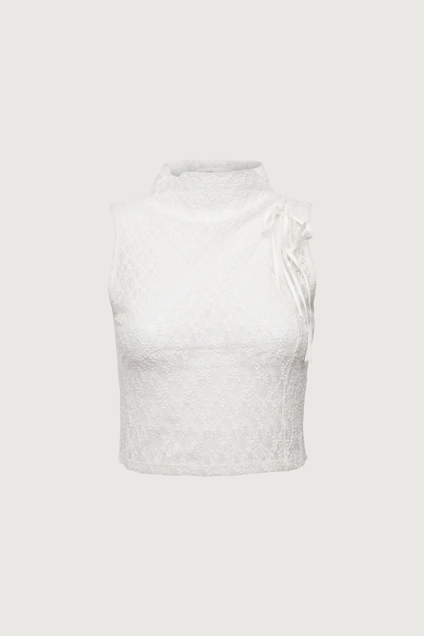 LACE MOCKNECK TANK TOP WITH BOWS