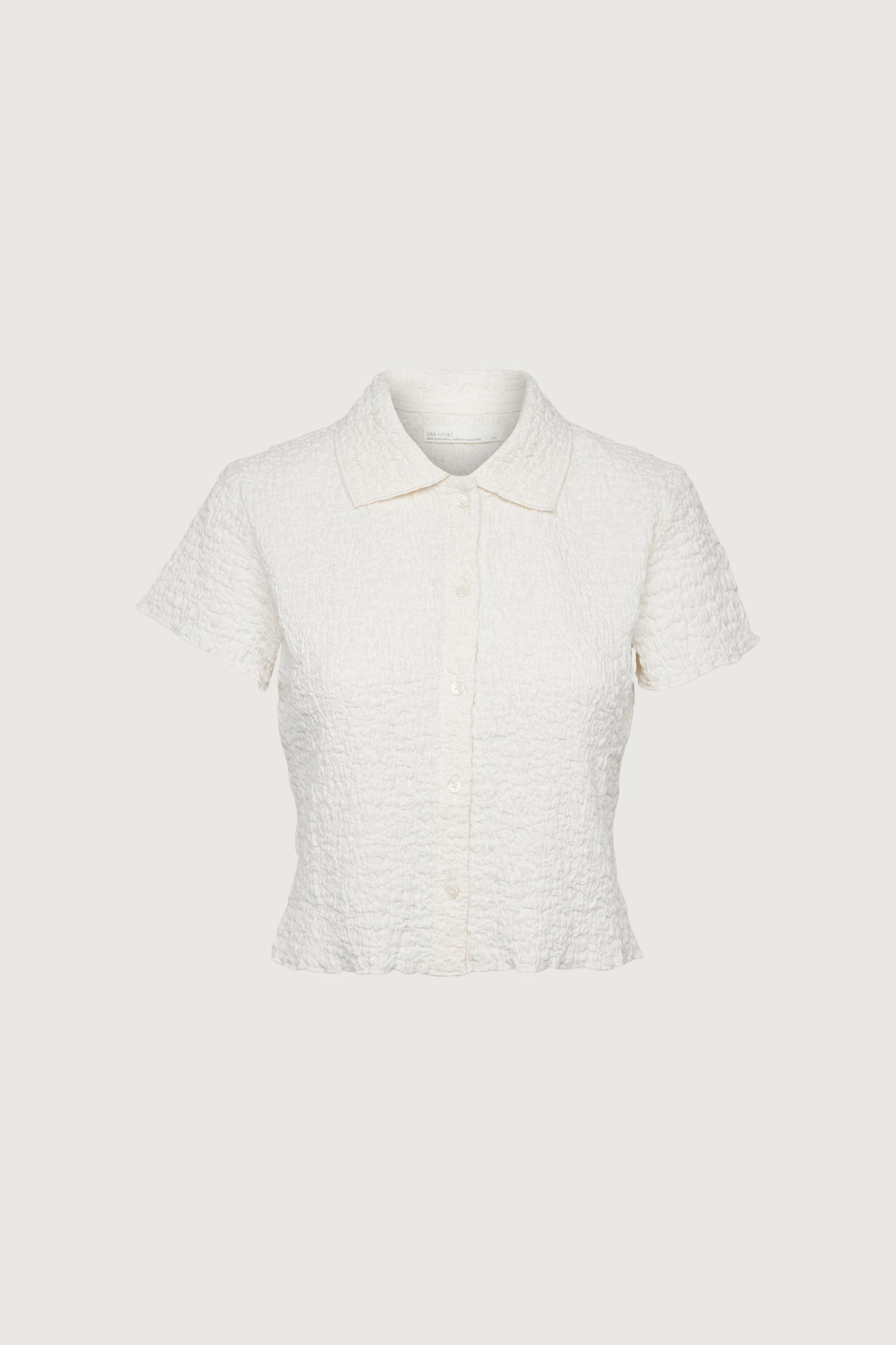 CRINKLE TEXTURED BUTTON UP TOP