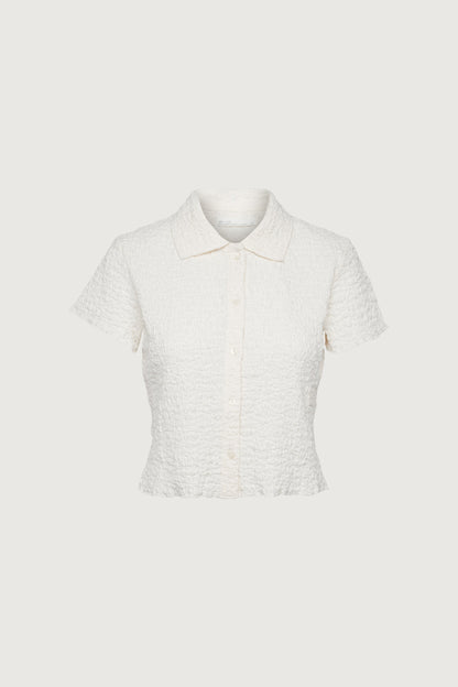 CRINKLE TEXTURED BUTTON UP TOP