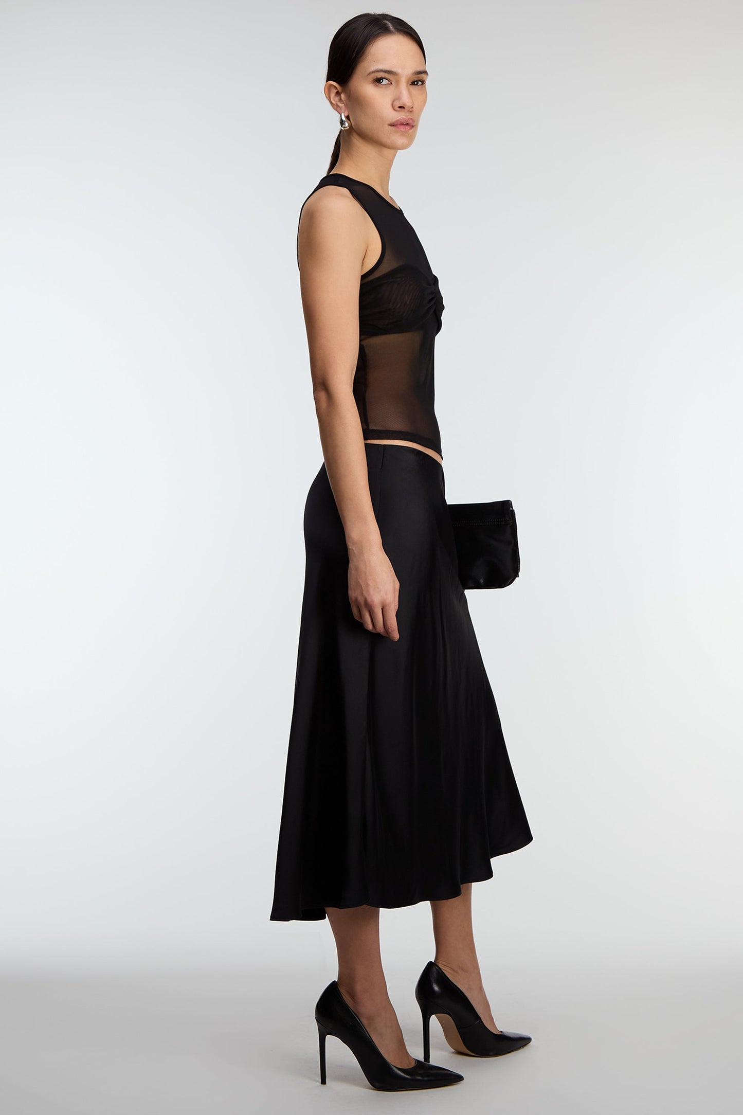 MESH TANK TOP WITH RUCHED BRALETTE