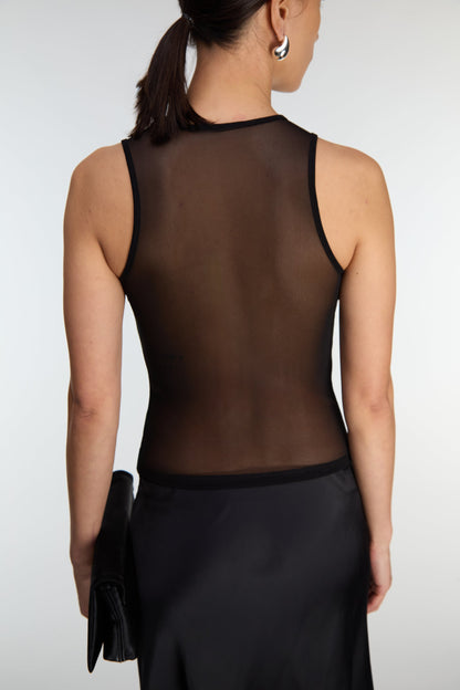 MESH TANK TOP WITH RUCHED BRALETTE
