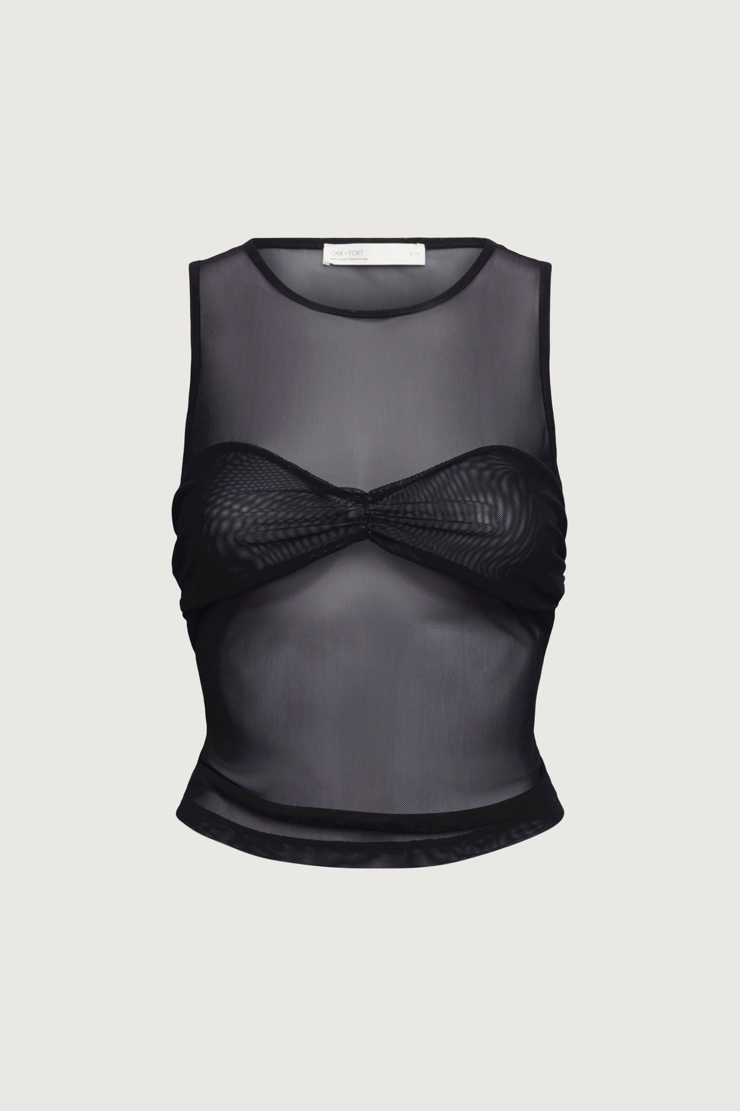 MESH TANK TOP WITH RUCHED BRALETTE