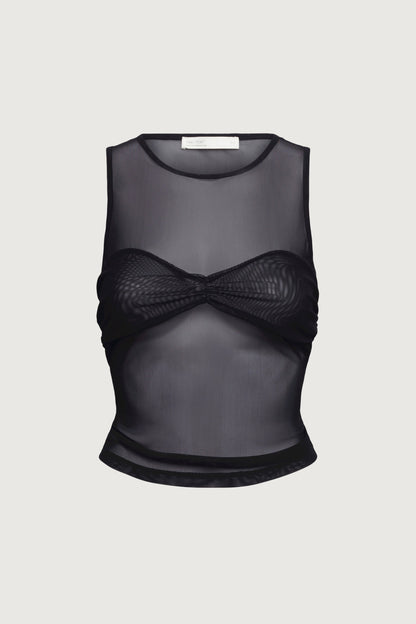MESH TANK TOP WITH RUCHED BRALETTE