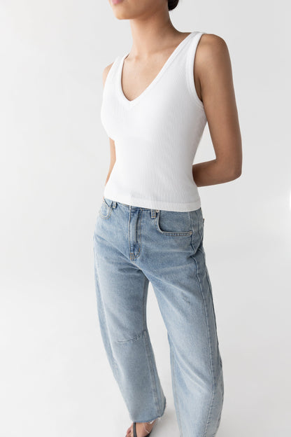 RIBBED BUILT-IN BRA TOP