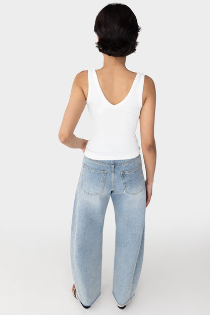 RIBBED BUILT-IN BRA TOP