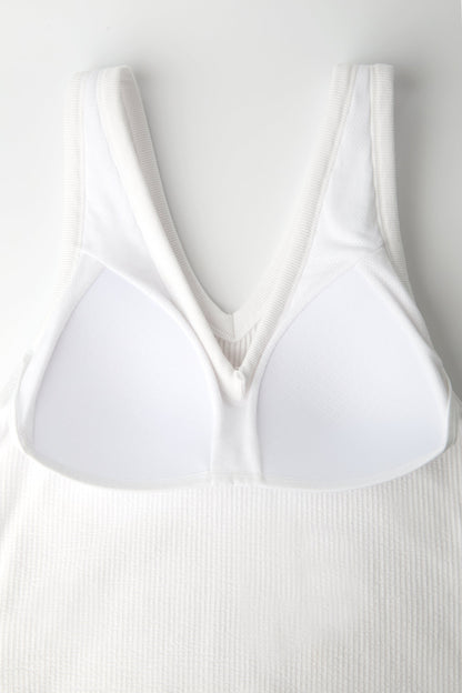 RIBBED BUILT-IN BRA TOP