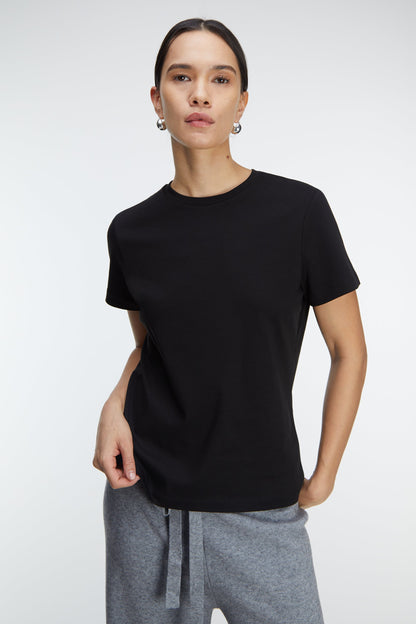COTTON DOUBLE-KNIT CREWNECK T-SHIRT