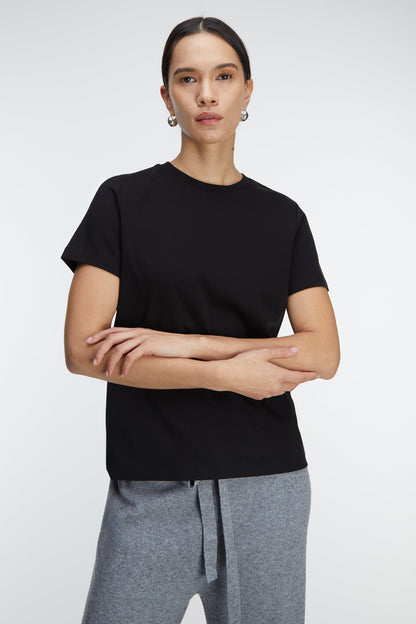 COTTON DOUBLE-KNIT CREWNECK T-SHIRT