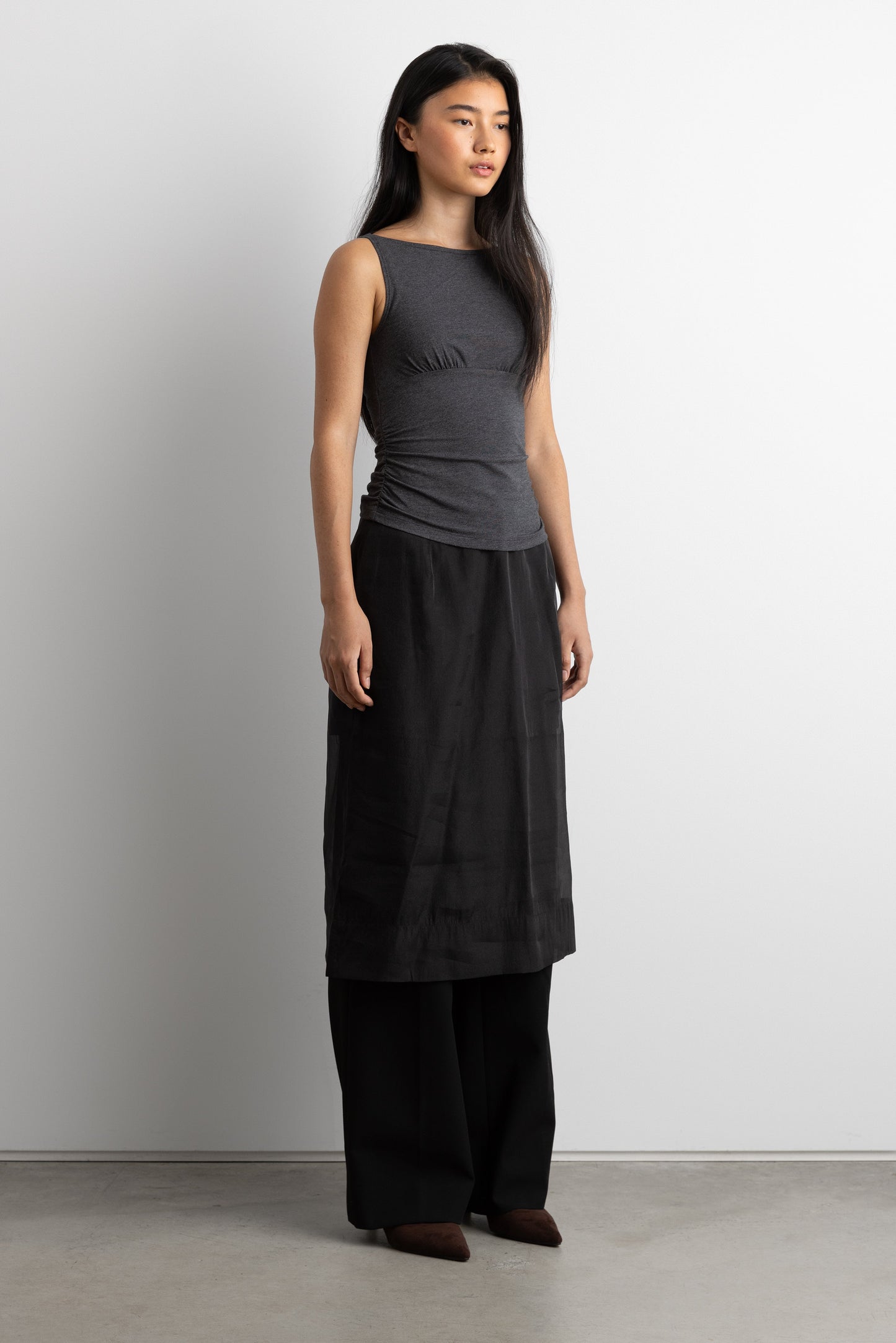 RUCHED HIGH NECK TANK TOP