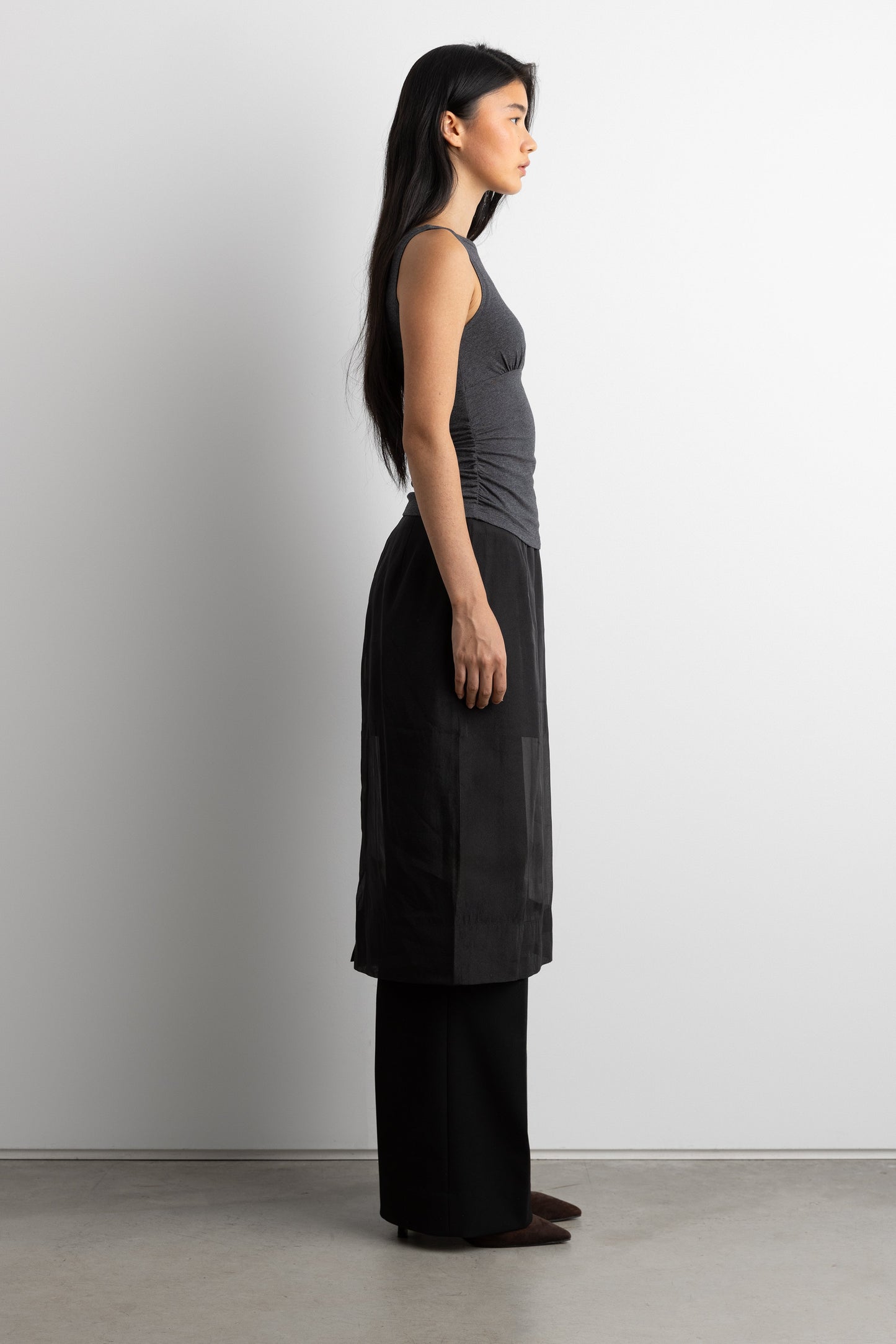 RUCHED HIGH NECK TANK TOP