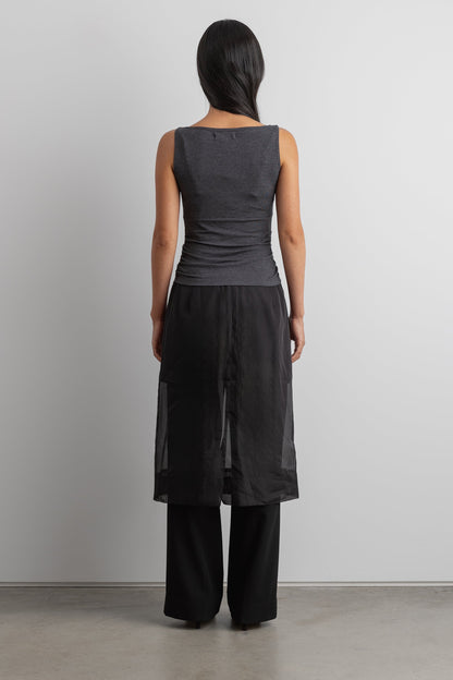 RUCHED HIGH NECK TANK TOP