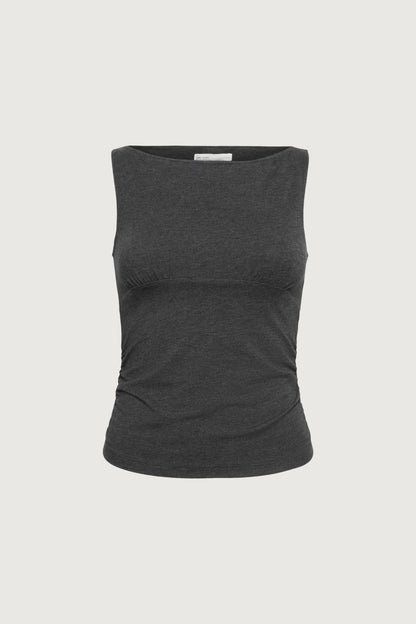 RUCHED HIGH NECK TANK TOP