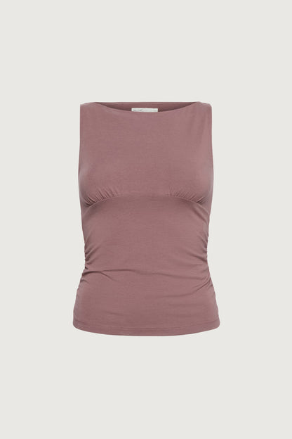 RUCHED HIGH NECK TANK TOP