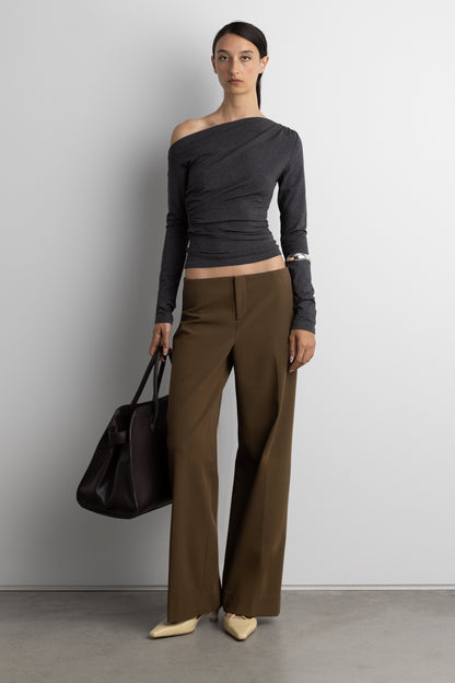 RUCHED ASYMMETRICAL LONG SLEEVE TOP