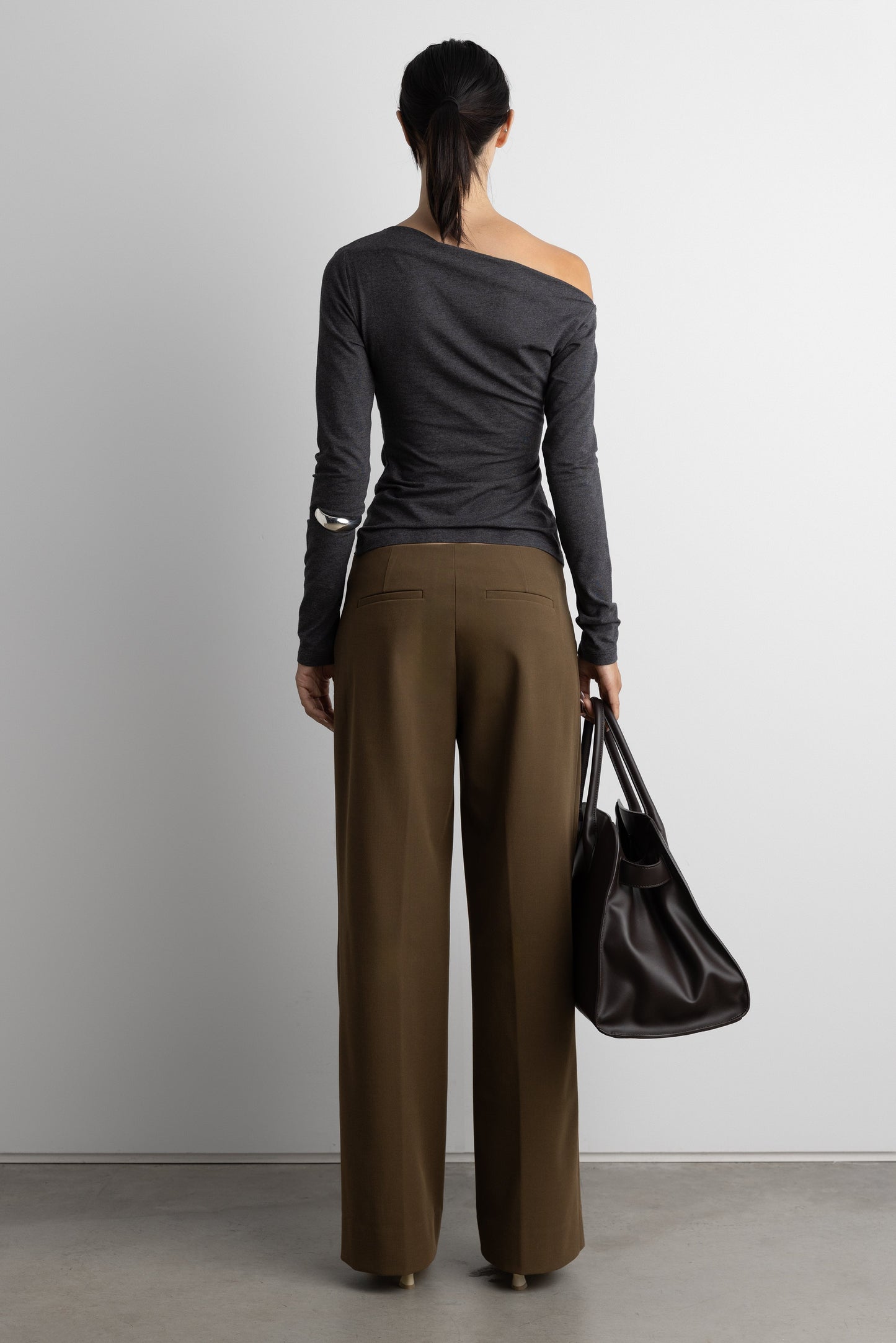 RUCHED ASYMMETRICAL LONG SLEEVE TOP