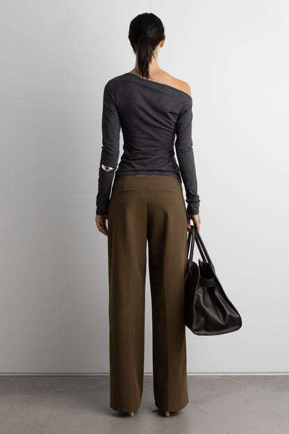 RUCHED ASYMMETRICAL LONG SLEEVE TOP