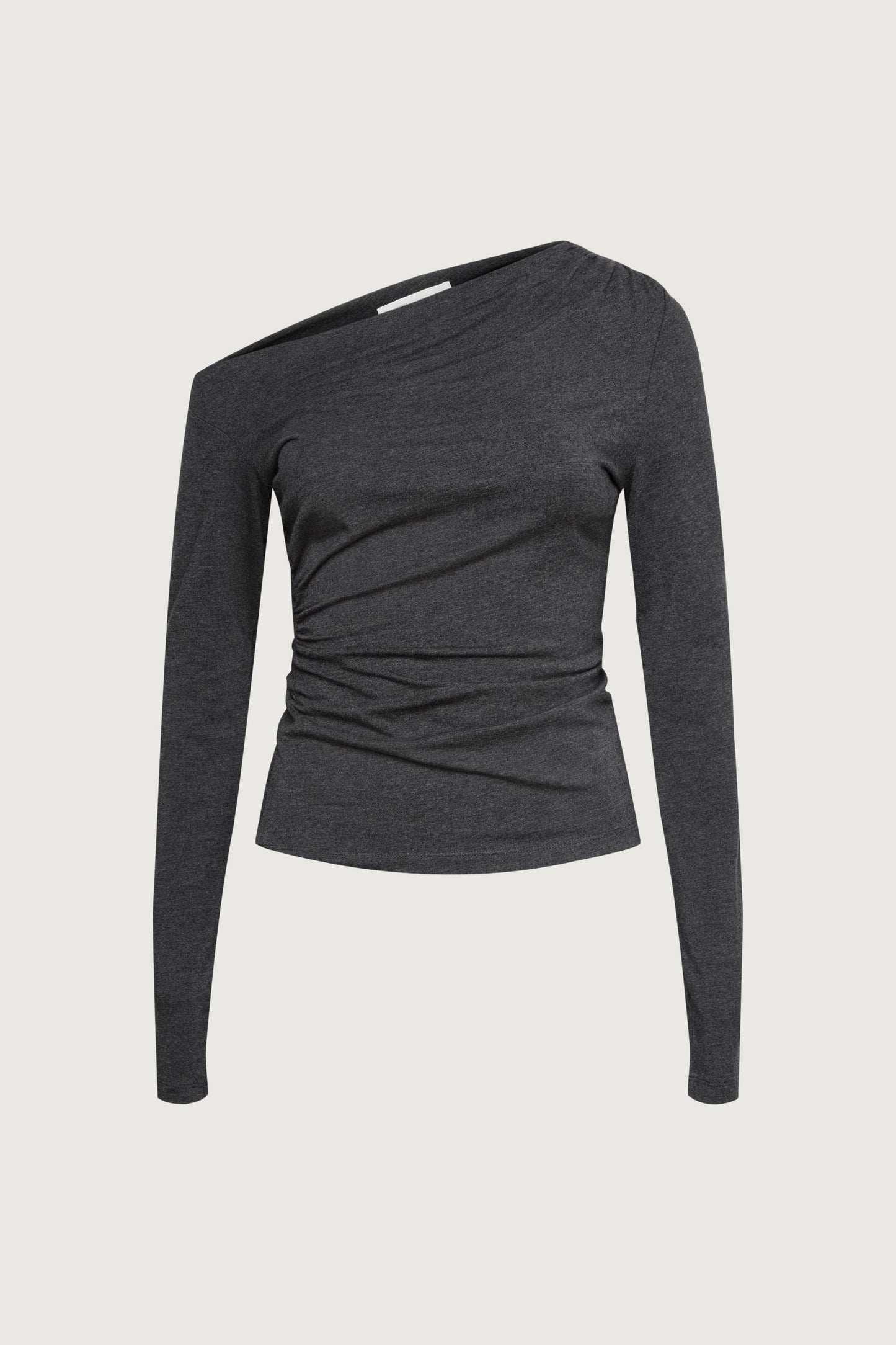 RUCHED ASYMMETRICAL LONG SLEEVE TOP