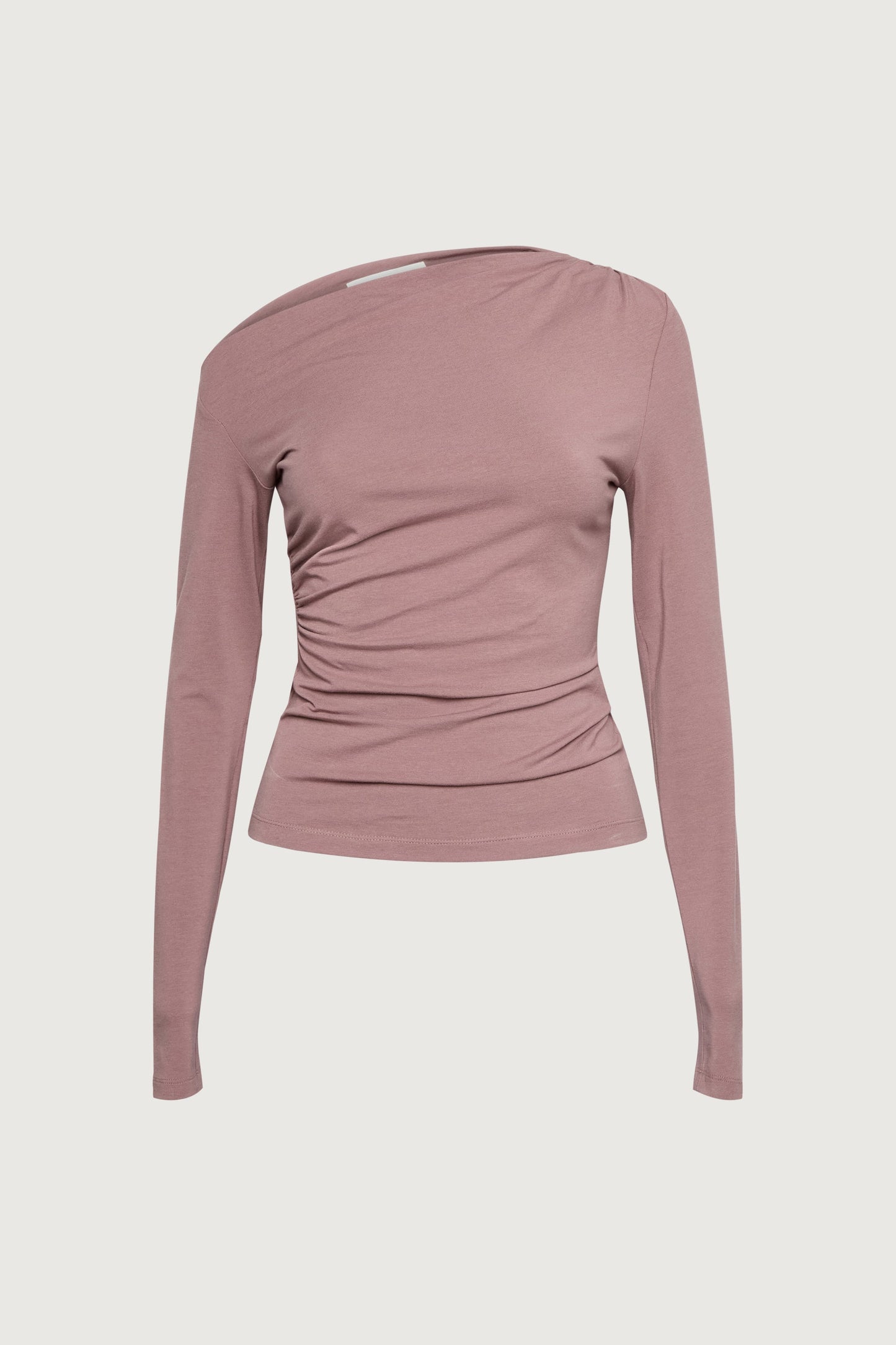 RUCHED ASYMMETRICAL LONG SLEEVE TOP