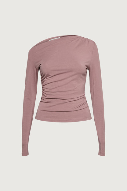 RUCHED ASYMMETRICAL LONG SLEEVE TOP