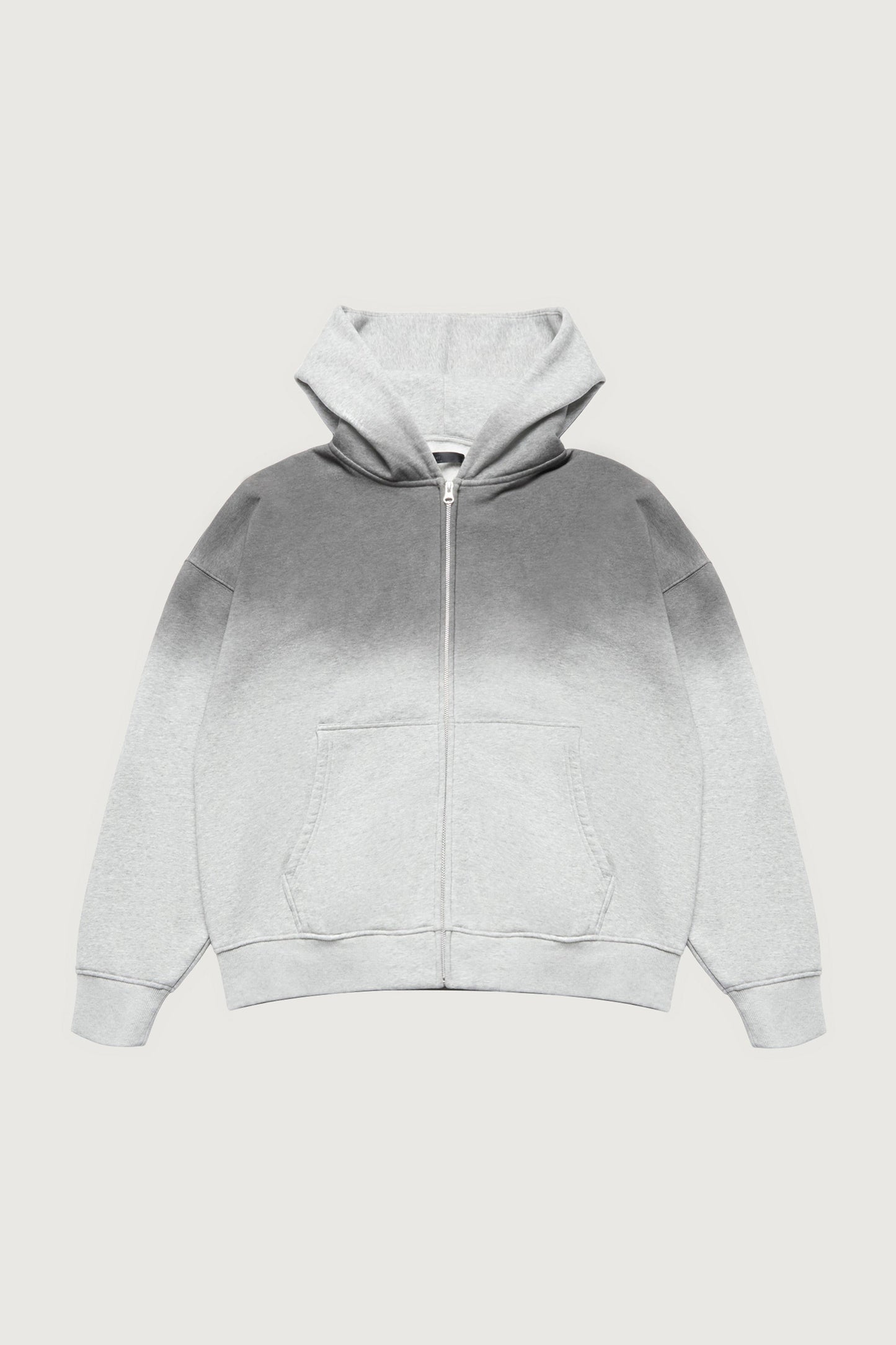 OVERSIZED BOXY OMBRE EFFECT ZIP UP HOODIE