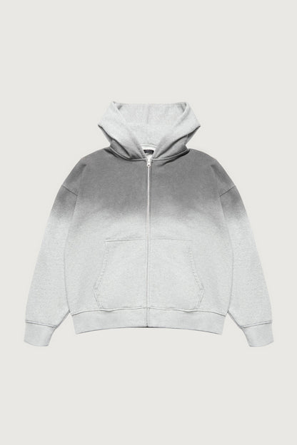 OVERSIZED BOXY OMBRE EFFECT ZIP UP HOODIE