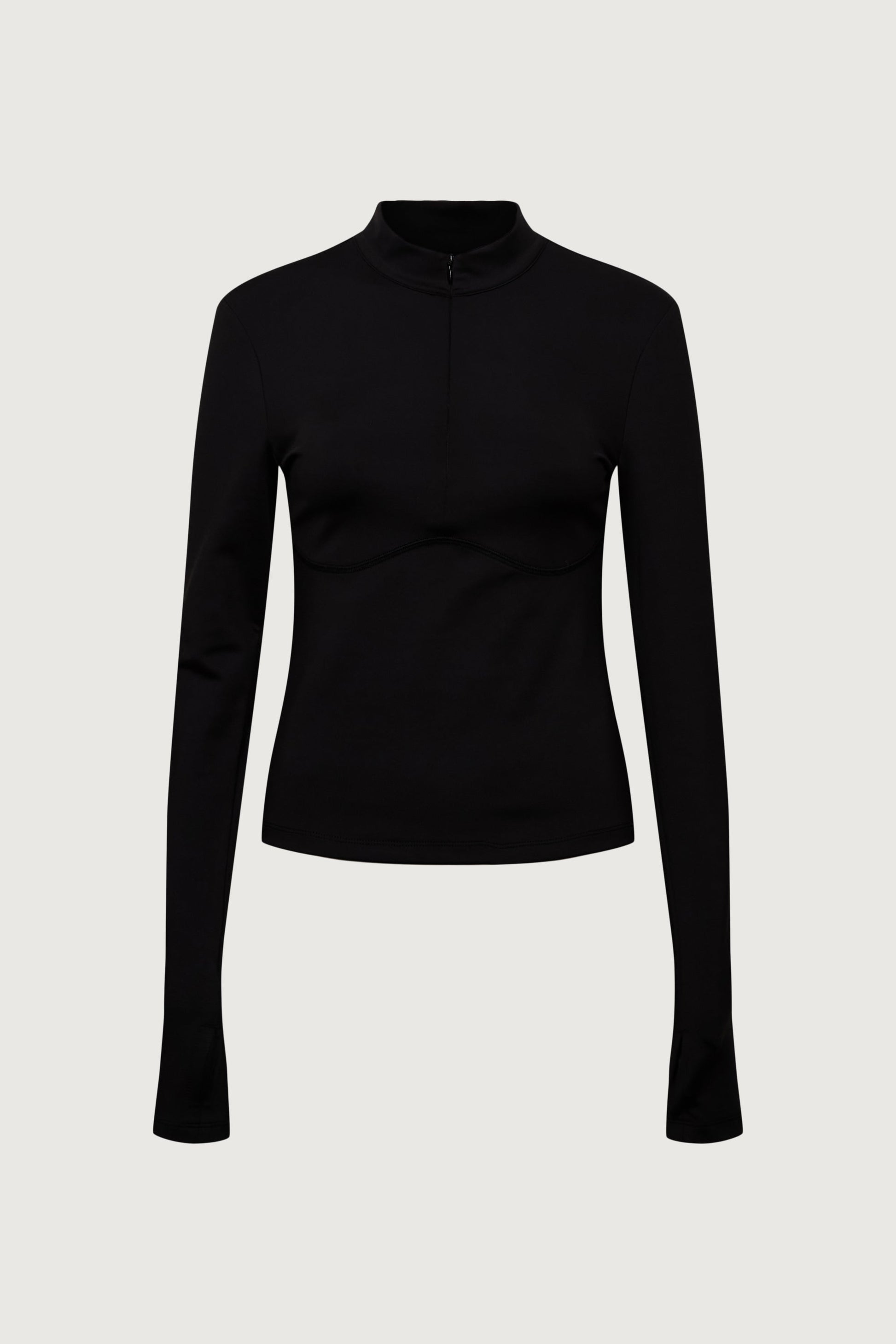 FITTED HALF ZIP MOCKNECK LONG SLEEVE TOP