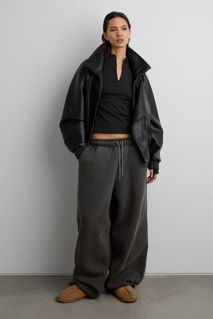 FITTED HALF ZIP MOCKNECK LONG SLEEVE TOP