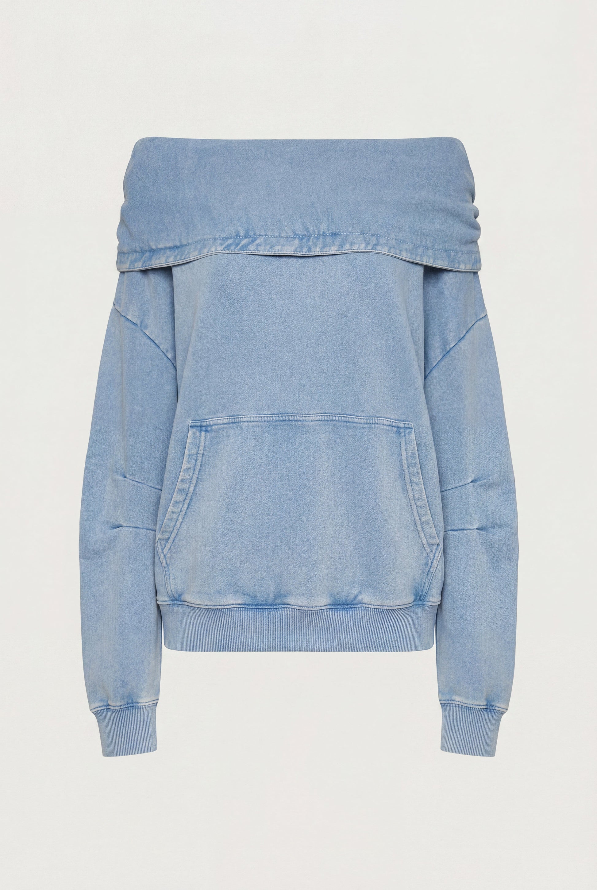 GARMENT DYED SLOUCHY OFF THE SHOULDER HOODIE