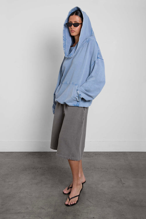 GARMENT DYED SLOUCHY OFF THE SHOULDER HOODIE