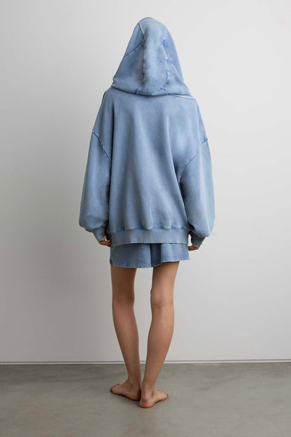 GARMENT DYED SLOUCHY OFF THE SHOULDER HOODIE